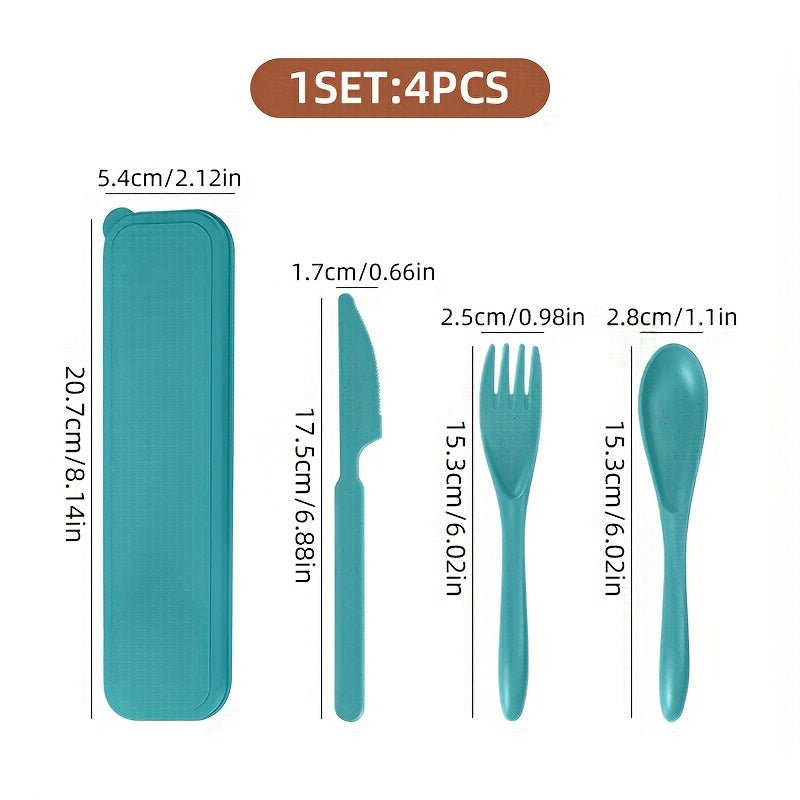 1 Set Outdoor Cutlery Set – Portable Spoon, Fork & Knife with Storage Case – Reusable Camping Utensil Set – Perfect for Work, School, Travel & Picnics