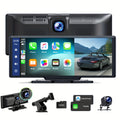 Lamtto 10.26" Wireless Carplay Display for Vehicles with 2.5K + 1080P Dash Cam, Portable Car Stereo GPS Navigation, Car Audio, Supports Android Auto, Airplay, Mirror Link, Compatible with 64GB TF Card, Universal Fit for All Vehicles