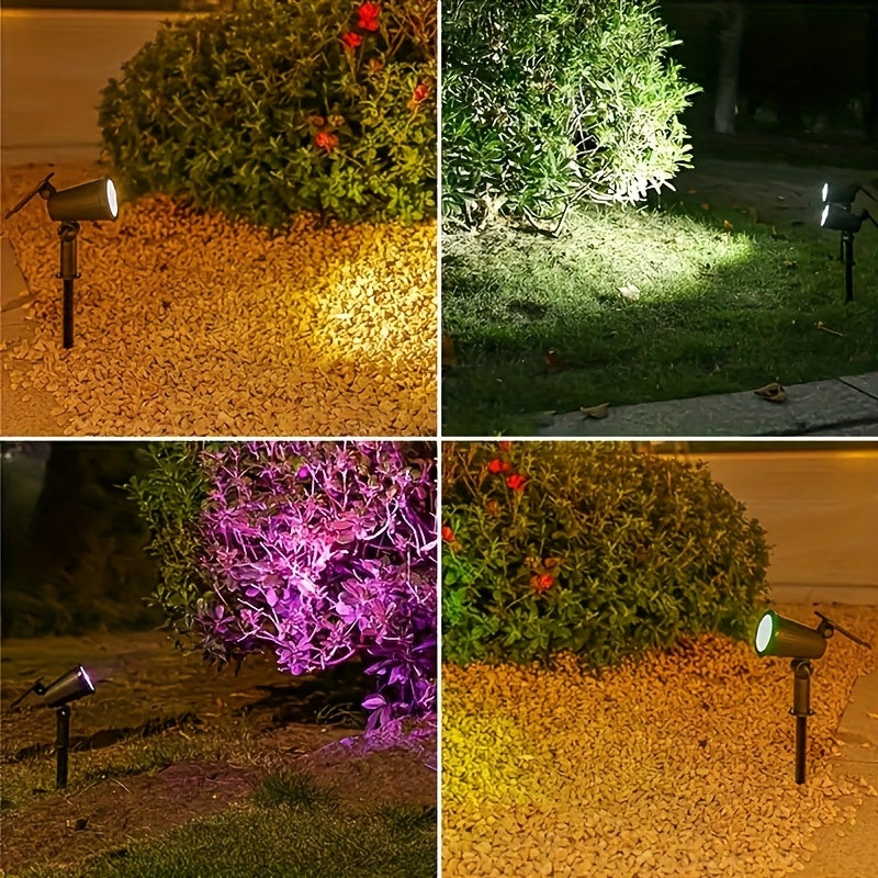 9 LED Solar Spotlight, Color & White Outdoor Garden Lawn Light, Easy Installation, Ideal for Exterior Wall Stair Patio Courtyard Swimming Pool