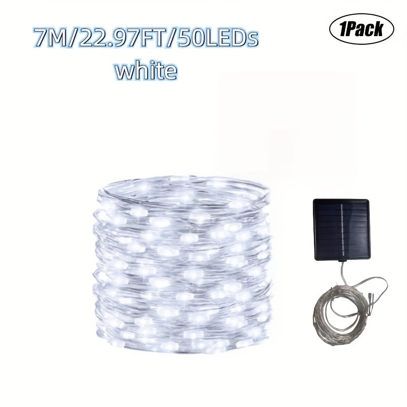 1件 1259.84英寸 300LED/866.14英寸 200LED//472.44英寸 100LED/275.59英寸 户外太阳能串灯，8种照明模式，防水仙女灯适用于花园派对新年婚礼后院圣诞树围栏泳池装饰门廊悬挂灯暖白色，多彩万圣节装饰，圣诞节装饰