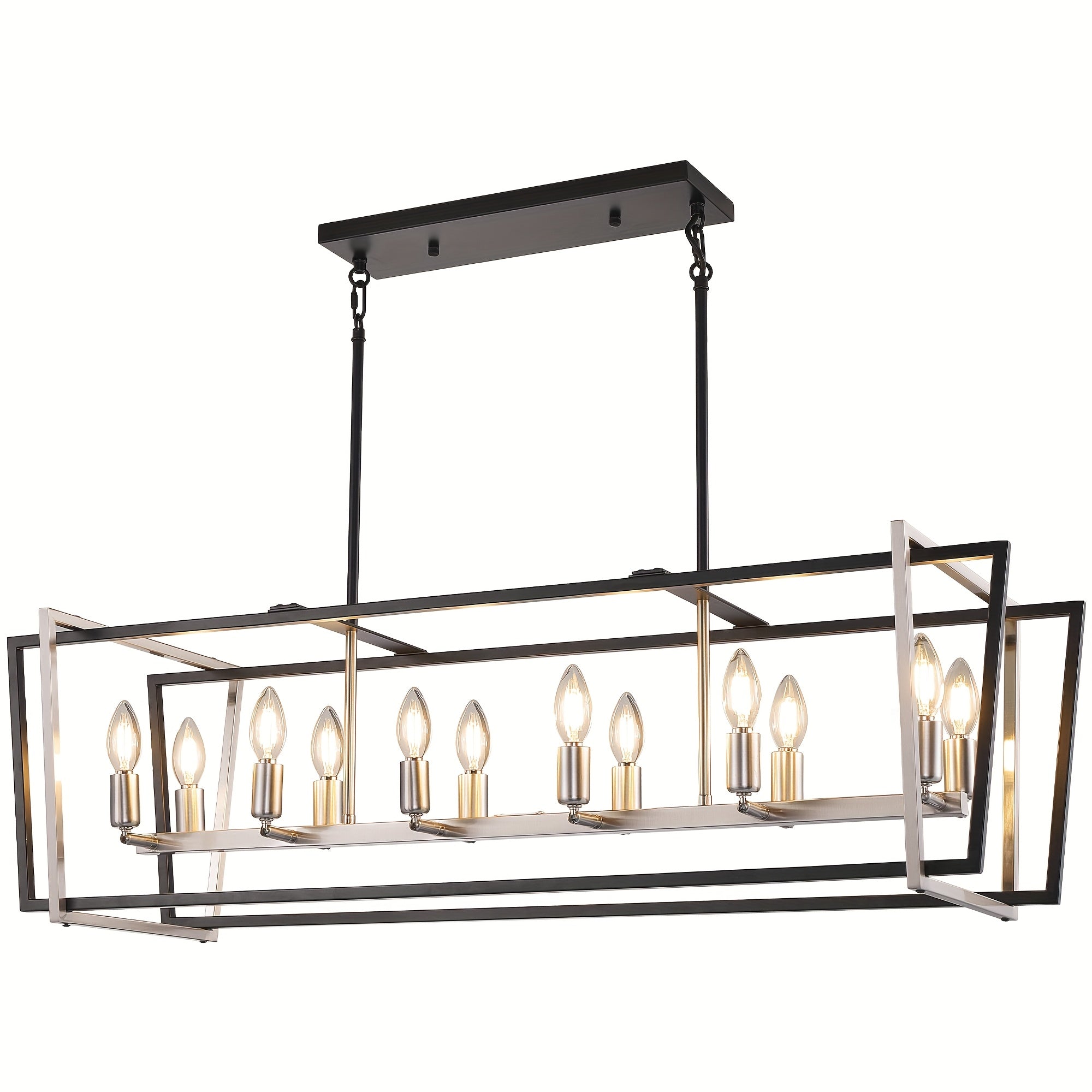 12-light modern linear rectangular pendant light for kitchen island