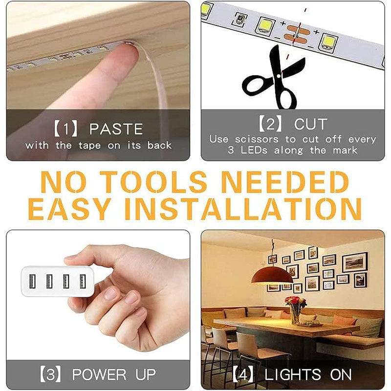 USB LED燈條，冷白光和暖白光 - 長度可選，簡易安裝，打造舒適臥室、充滿活力的客廳、現代廚房和創新辦公室