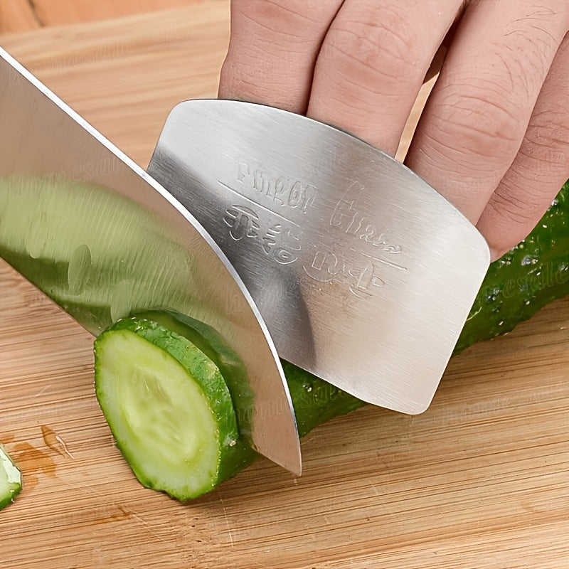 1 Stainless Steel Finger Protector – Reusable Safe Cutting Tool, Edged Design, Durable Metal Construction for Kitchen & Outdoor, Food-Safe Design, Sturdy Handle Design, Ergonomic Handle
