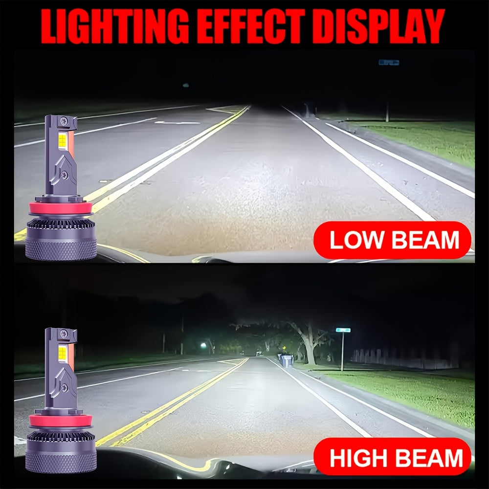 2-Pack - H11/H7/H4/H1, 9005/9006/9012 LED Headlight Combo Bulbs | High/Low Beam Integrated, 6500K Super White High Brightness, 40000 Lumens, Universal Car Headlight, No Battery Needed
