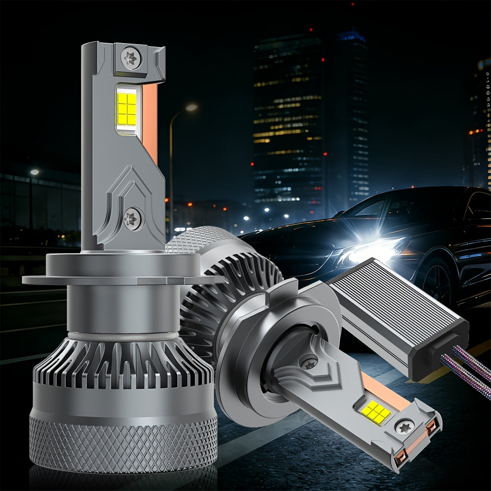2-Pack LED Car Headlights, 12V-24V, Compatible with H11/H7/H4/H1, 9005/9006/9012 - 6500K Cool White Light, 43800 Lumens, High/Low Beam, Suitable for Various Environments, No Battery Needed, 6570 CSP Chip