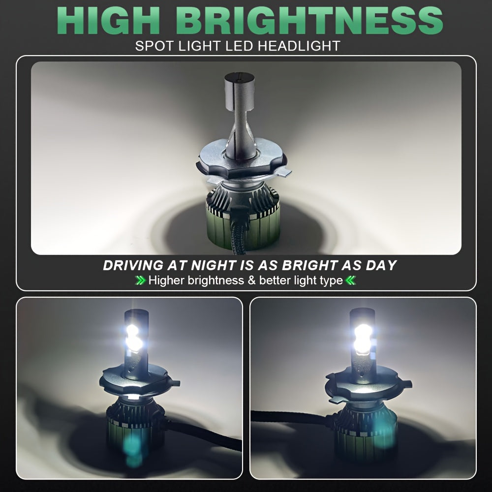 LSLIGHT H4 H7 LED Headlights 2-Pack, High Power, Canbus Compatible, H11 H1 9005 HB3 9006 HB4 Turbo Light, Emits 6000K White Light, Suitable for Cars, Ideal for Fog Lights, No Battery Included