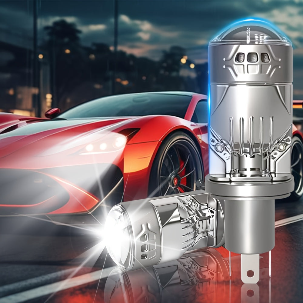 2-Pack H4/HB2/9003 High/Low Beam Integrated Headlight Bulbs, 53200 Lumens New LED Projector Lens, 6500K White Super Bright Light, Special for Left-Hand Drive, Stylish Car Accessory, Long-Lasting Durability, Plug-and-Play, 12V Voltage