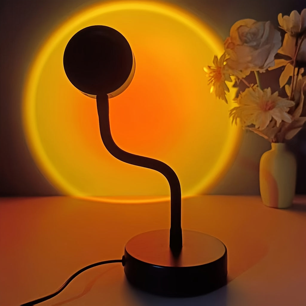 Sunset projection lamp photo ambiance light, metal flexible hose sunset red table lamp, room atmosphere night light