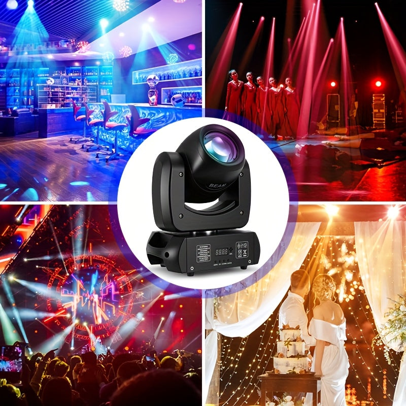 120W beam light, DJ lights, black moving head light, DJ lighting, moving head light, spotlight, LED stage light - LED DMX512 control, with 8 colors and 8 gobo patterns, 18-facet prism, voice/sound activation, aluminum alloy housing