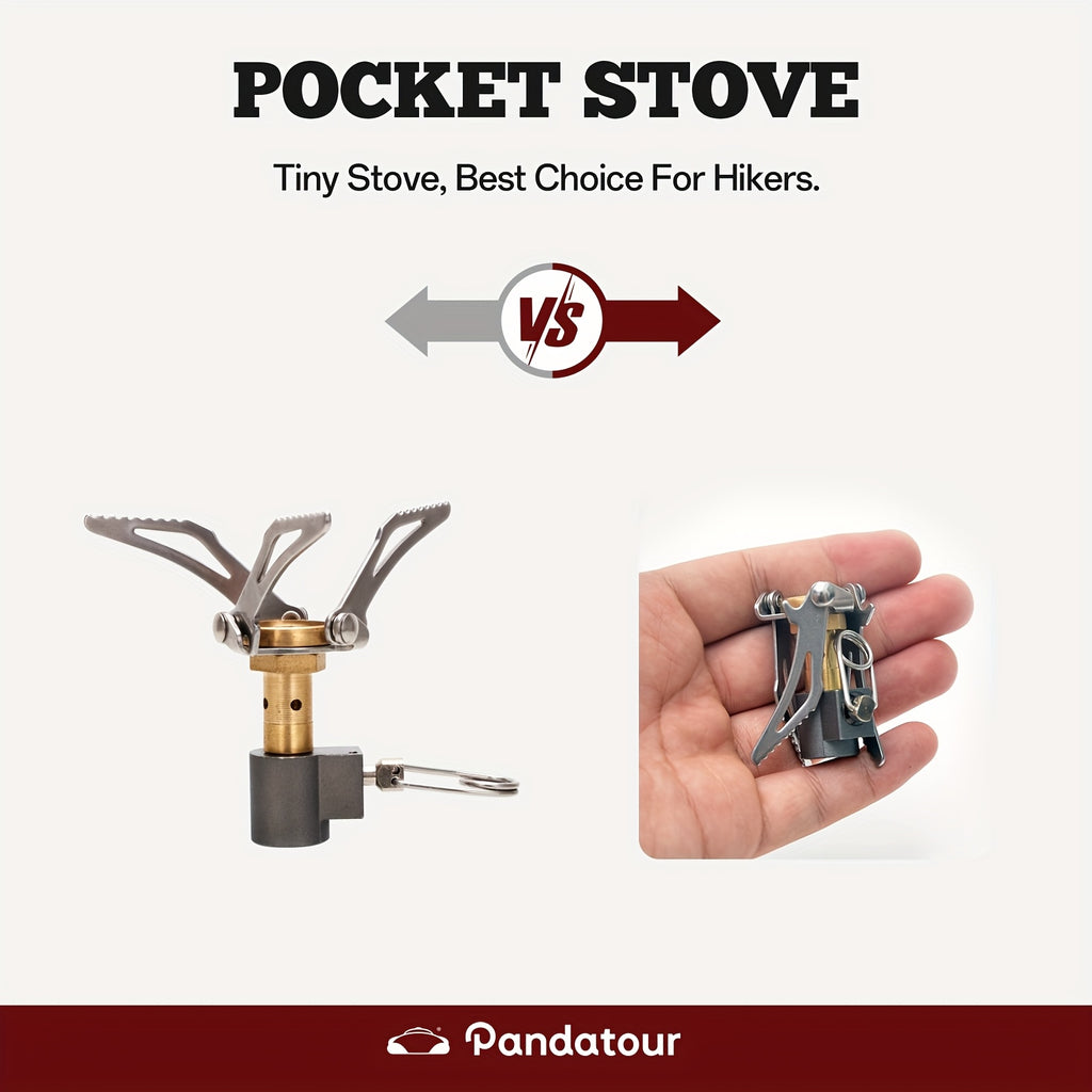 pandatour Pocket Stove - Outdoor Foldable Portable Camping Stove, Lightweight Compact Gas Stove with Ergonomic Handle, Easy Setup for Backpacking, Hiking, Picnic & Outdoor Cooking, Outdoor Cooking Stove | Foldable Camping Stove | Durable Metal Stove