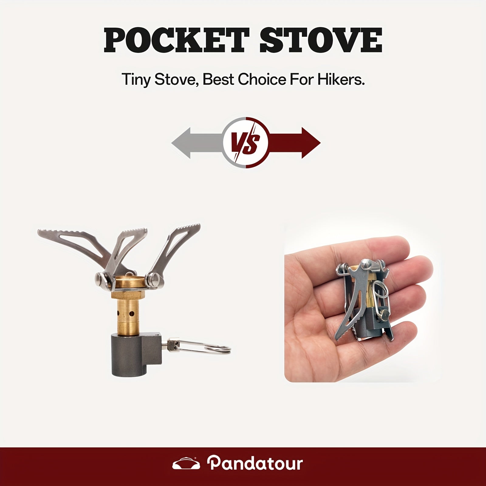 pandatour Pocket Stove - Outdoor Foldable Portable Camping Stove, Lightweight Compact Gas Stove with Ergonomic Handle, Easy Setup for Backpacking, Hiking, Picnic & Outdoor Cooking, Outdoor Cooking Stove | Foldable Camping Stove | Durable Metal Stove
