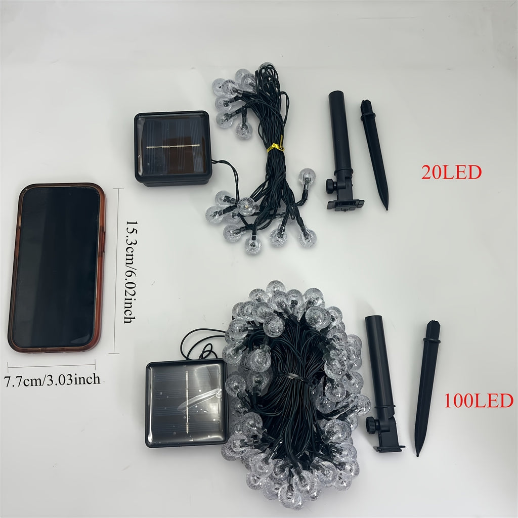 20/100LED太陽能戶外燈，花園太陽能燈，防水戶外太陽能燈，8種照明模式庭院裝飾適用於花園、庭院、門廊婚禮派對