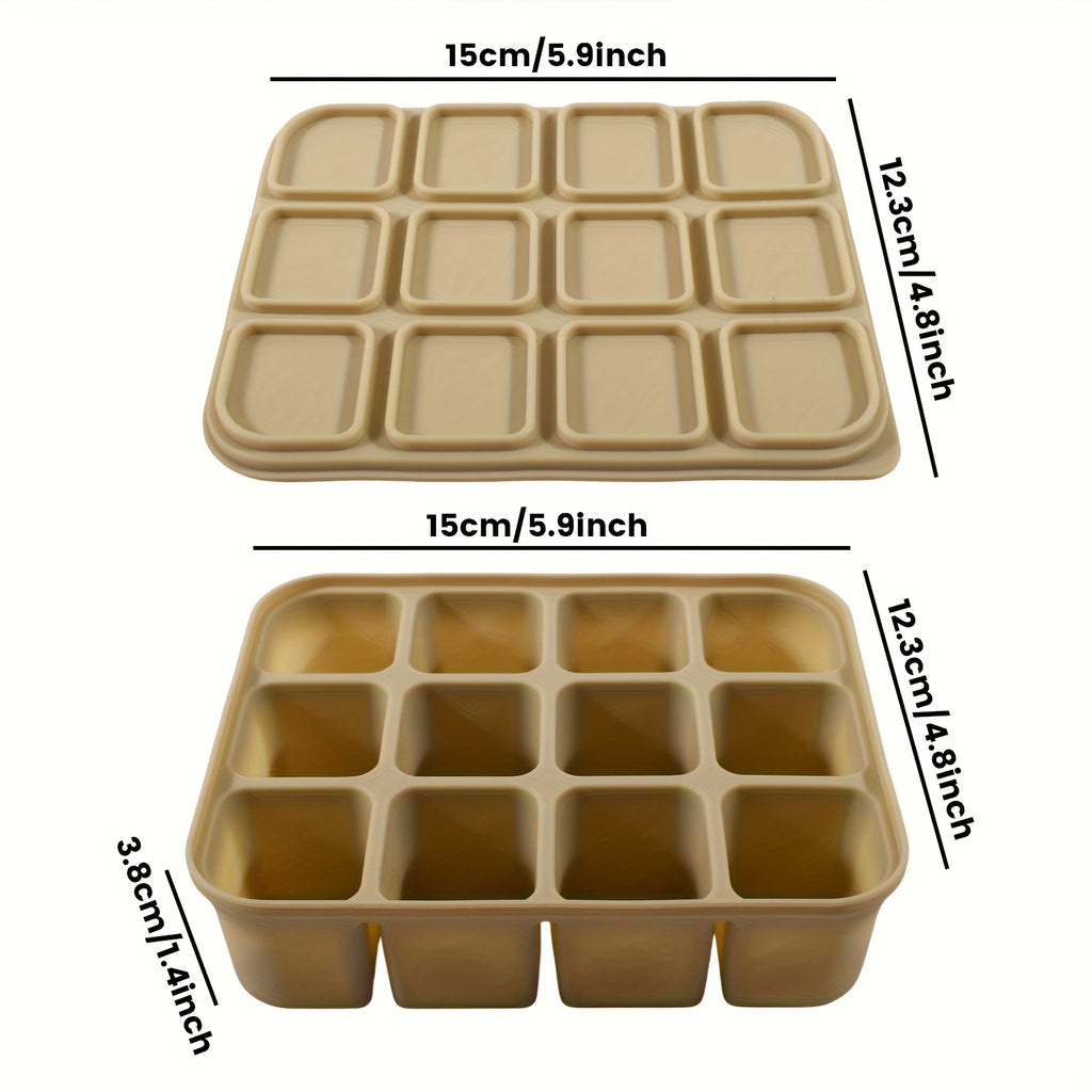 12 Grid Silicone Ice Tray With Lid, Flexible Easy Release Mold, For Cocktail Whiskey Broth Meal Prep, Reusable Dishwasher & Oven Safe