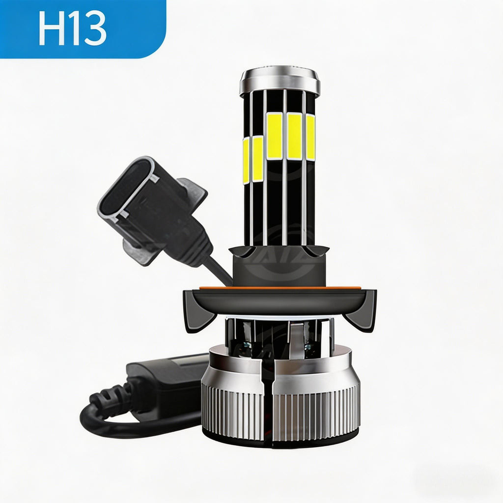 2-Pack 10-Sided 360° Illumination LED Headlights H1 H3 H7 H11/H8/H9 880/881/H27 9005/HB3/H10 9006/HB4 9012 H4/HB2/9003 9004/HB1 9007/HB5 H13/9008 High/Low Beam Integrated Headlights, Error-Free Plug-and-Play