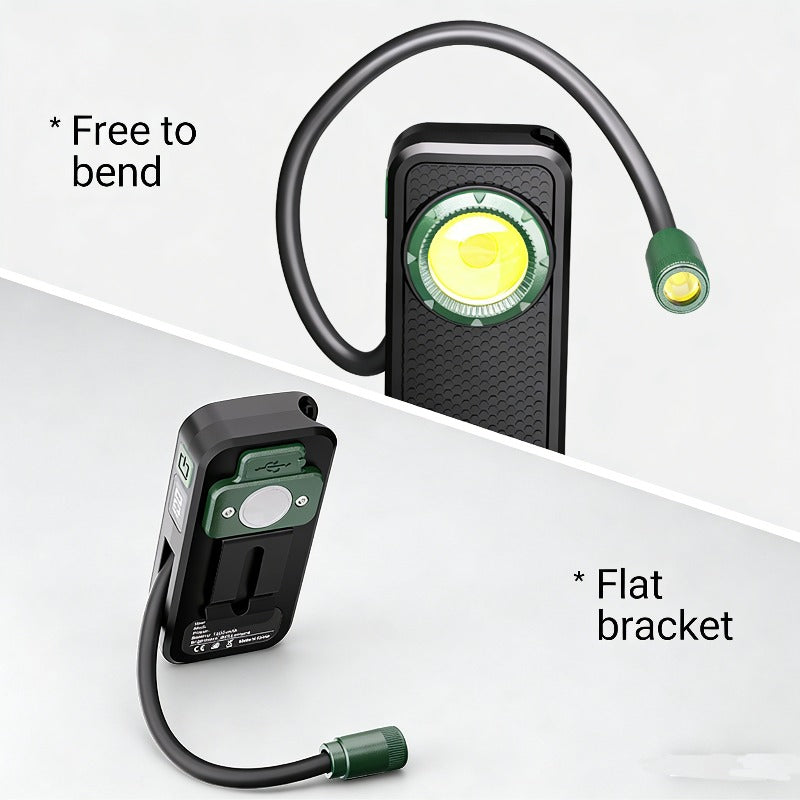 Portable Single-Head LED Work Light USB Rechargeable Magnetic Base COB Lamp Pen Clip Design 360° Rotatable Flexible Head 3 Brightness Levels Ideal for Camping Reading Repair