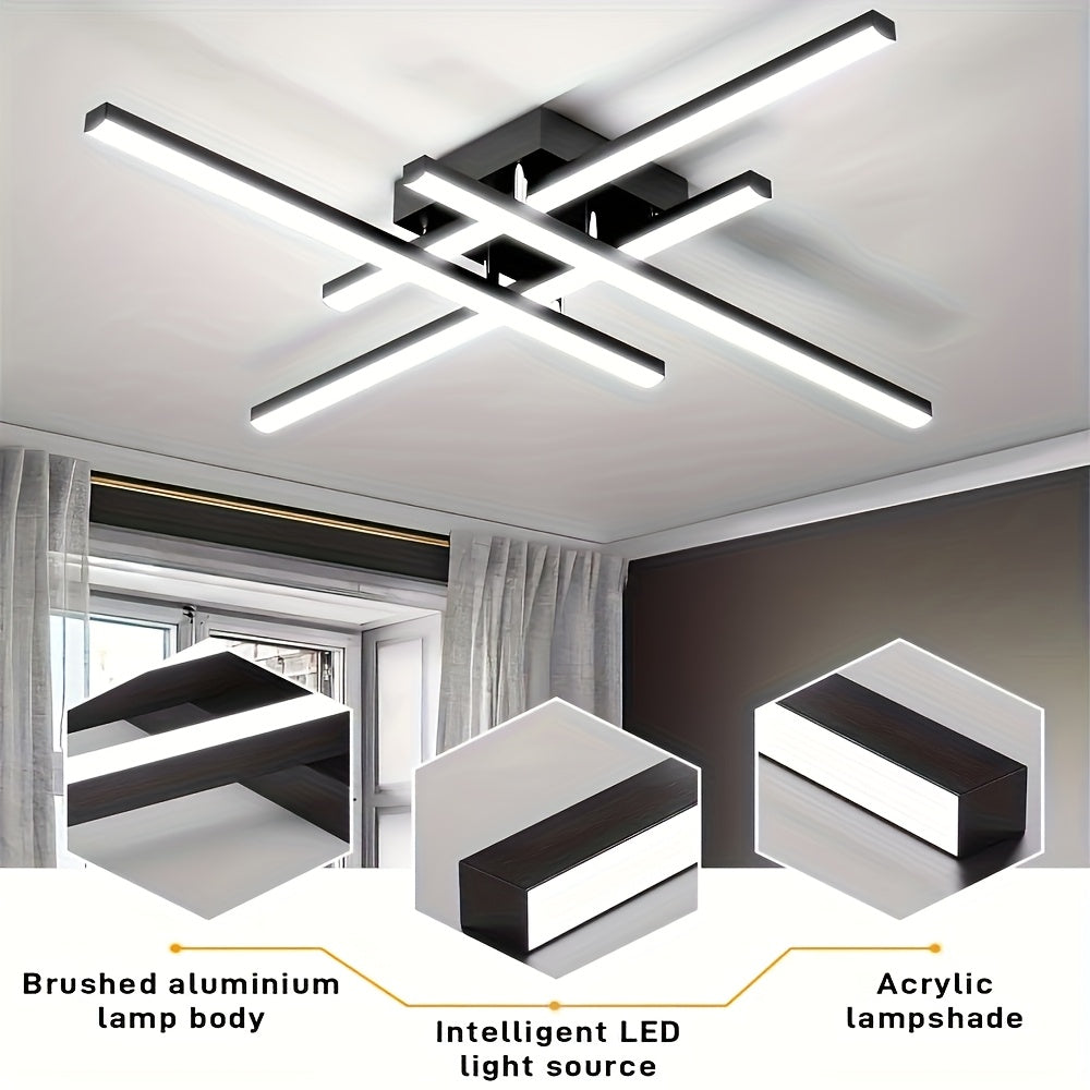 1pc - Modern LED Ceiling Light, 40W Dimmable with Remote Control Ceiling Light Black Recessed Pendant Light Suitable for Bedroom Study Kitchen Living Room 3 Colors 24 Inches