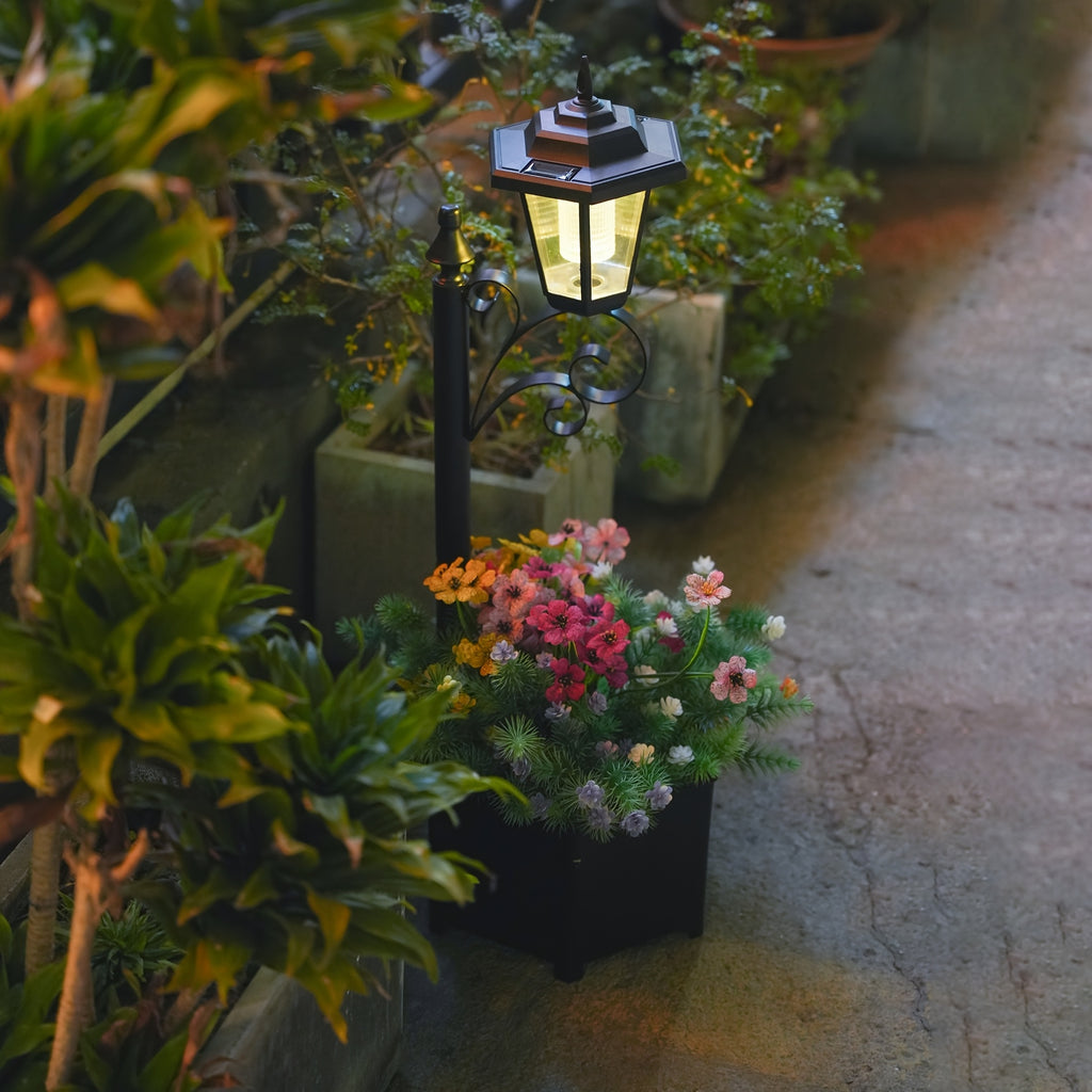 2pcs Solar Flower Pot Light, Outdoor Doorway Decorative Welcome Light, Garden Lighting Decorative Light Garden Small Street Light Landscape Light Indoor Decorative Light, Bottom Flower Pot Can Grow Flowers