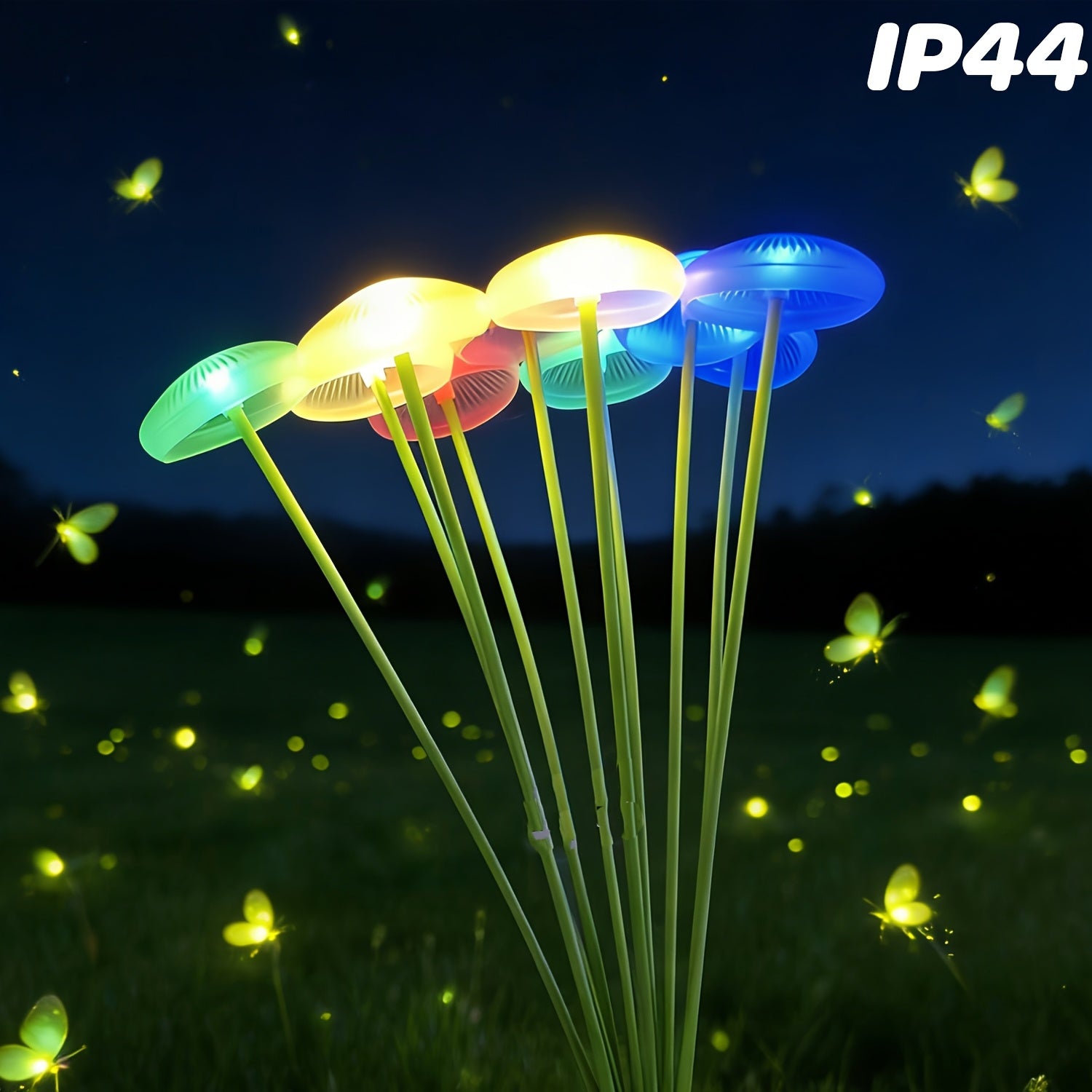 10/8/6LED Solar Jellyfish Mushroom Light, IP44 Garden Landscape Light, Outdoor Ground Insert Lawn Light, Courtyard Decorative Light, Festival Garden Decorative Light, Outdoor Pathway Light (Warm/Color Light)