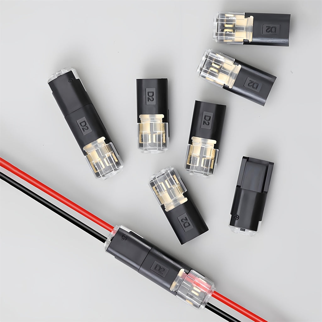 15/70-Pack Wire Splice Connectors, No-Strip Quick Connect Electrical Splice Clips, 2 Pin 2 Wire, for 0.06-0.08 inch (AWG22-AWG18) Wire Size, PVC Insulated, Copper Contacts