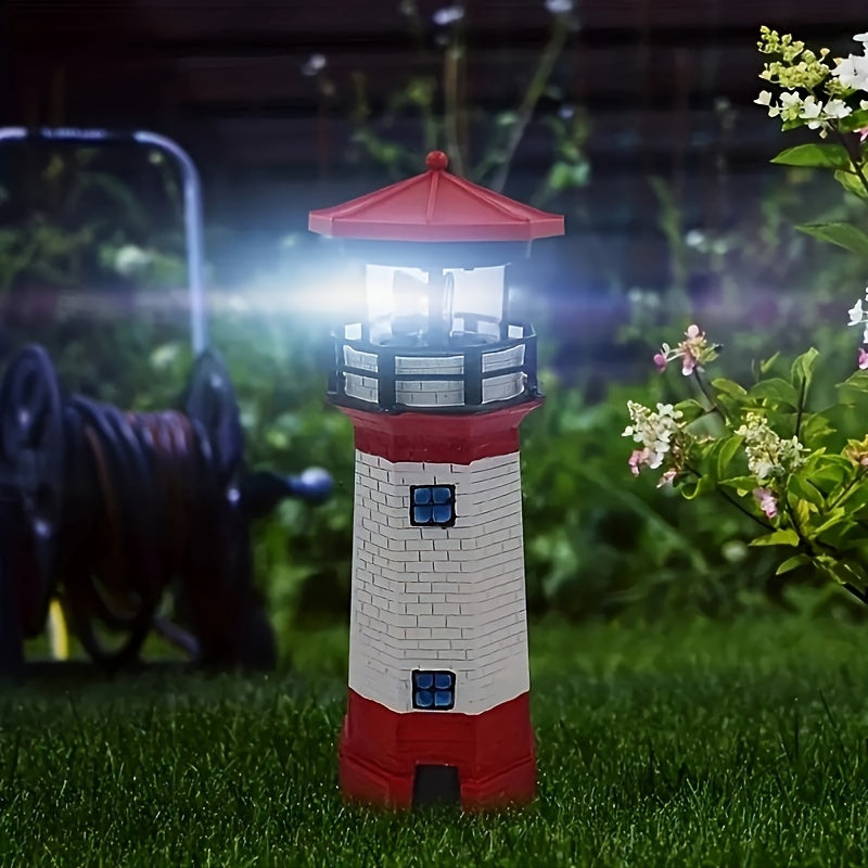 Decorative Solar Rotating Lighthouse for Courtyard and Garden, Add Charm and Security to Your Outdoor Space, Christmas Gift