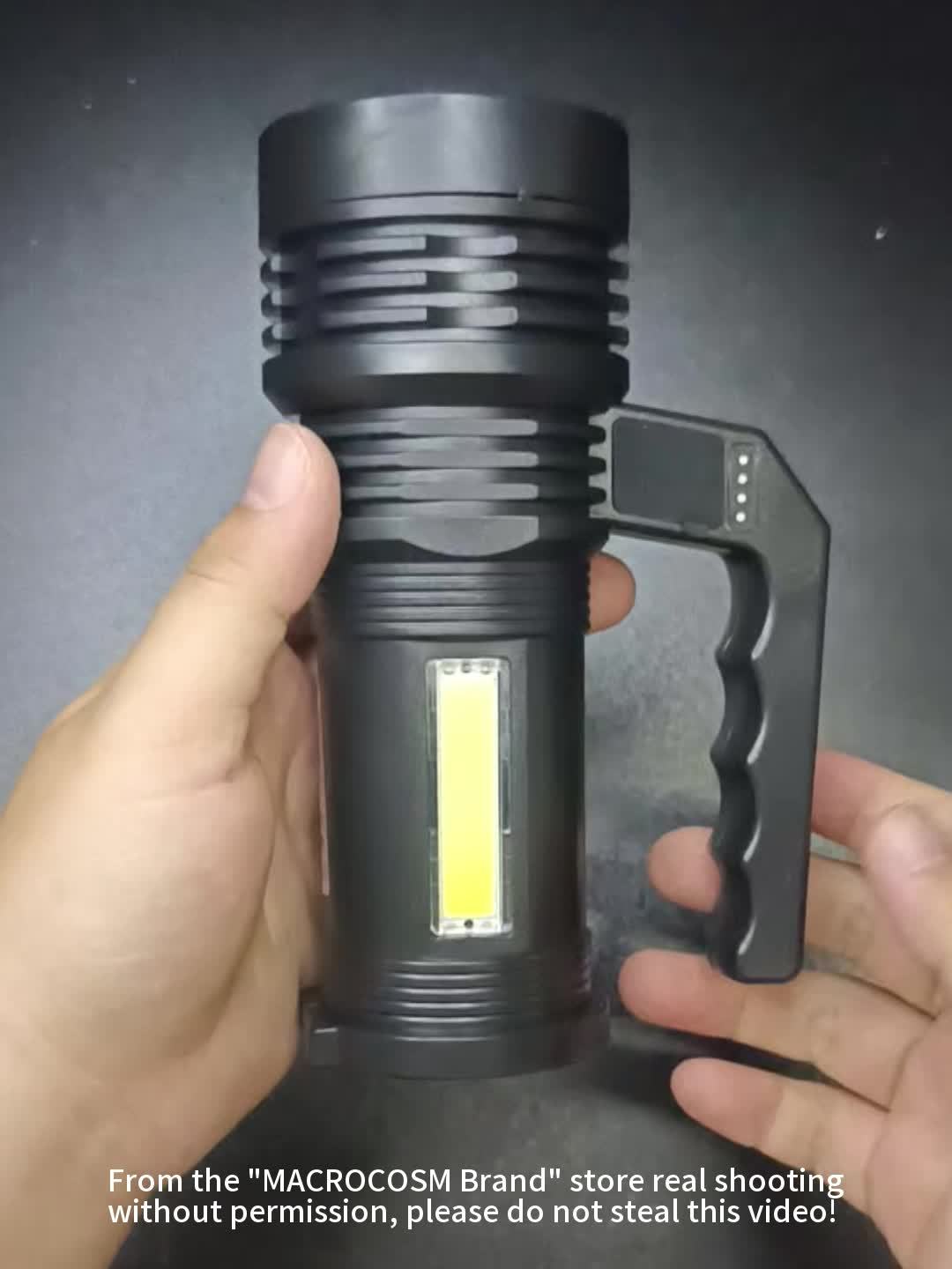 1Pc High-Intensity LED Flashlight, COB Side Floodlight, USB Rechargeable, 4 Lighting Modes, Compact Searchlight with Battery Indicator, Ideal for Work Home Safety Labor Emergency Lighting