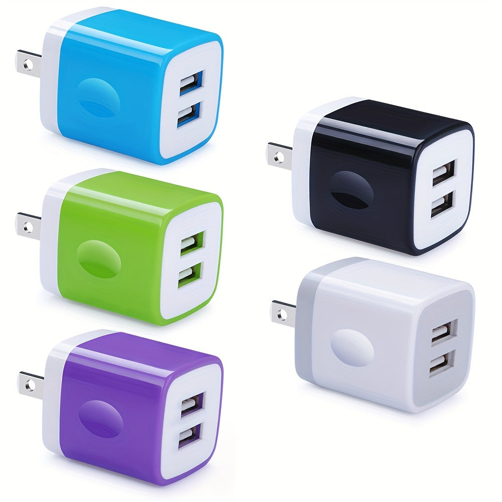 1pc USB Wall Charger, Charger Adapter, 2.1A/10W Dual Port Fast Charging Plug Box, Suitable for iPhone 15 14 13 12 11 Pro Max 10 SE X 8 7 Plus Samsung Power Block Fast Charging Box