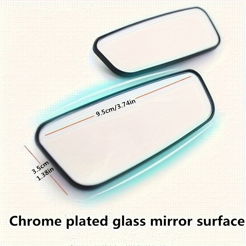 2PCS Rectangle Blind Spot Mirrors Universal Fit for All Vehicle Models, Flat Wide-Angle Adjustable Side Rearview Mirrors, Front Mount, Left Side Installation