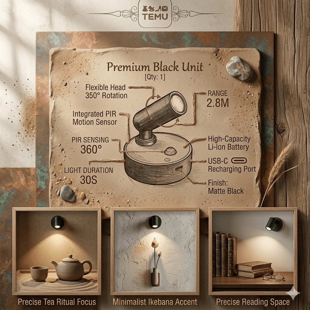 350° Rotatable Modern Style Round Sensor Wall Light, Ambient Spotlight, 3-Color Temperature Magnetic Sensor Wireless LED Spotlight/Wall Light: Rechargeable, Adjustable Warm/Cool/Neutral Light, Magnetic Installation, No Drilling Needed