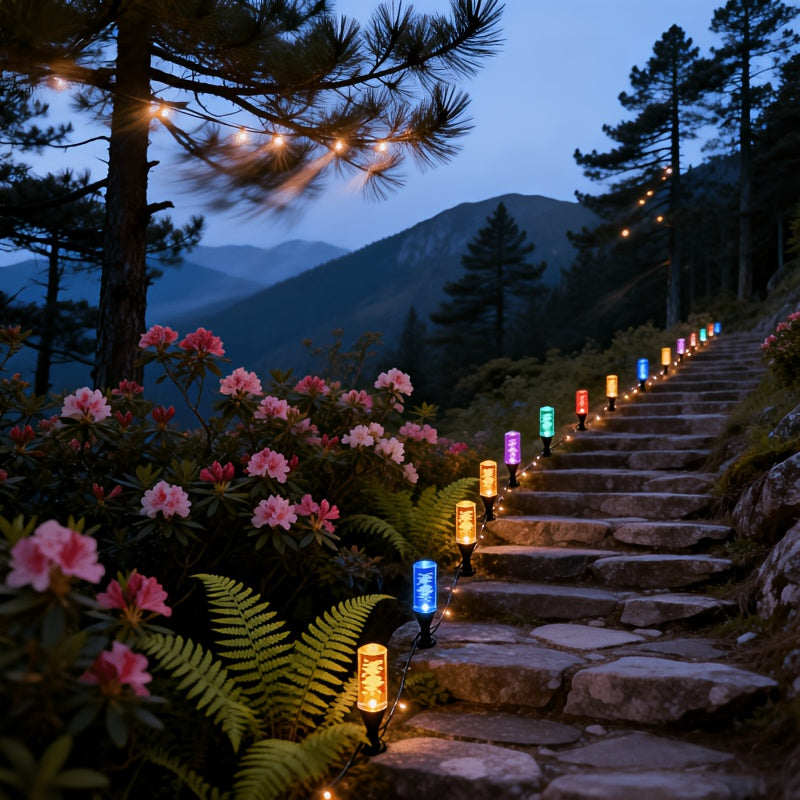 18-Piece Outdoor Solar Light, Colorful LED Ice Silk Garden Ground Insert Light, IP54 Waterproof Rating, Warm Light Landscape Lighting, Suitable for Courtyard, Lawn, Patio, Walkway, Fence and Party Decoration (Warm Light / White Light / RGB)