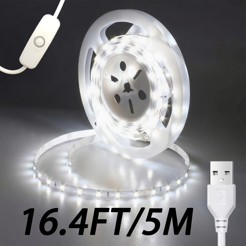 16.4FT 白色LED灯带，亮日光白，强力粘胶，300个LED柔性灯带，适用于镜子、厨房橱柜、卧室和圣诞装饰
