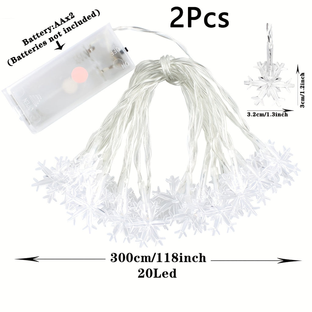 1件/2件裝，粉色暖白色雪花串燈，窗簾燈串，聖誕裝飾，電池供電，臥室燈飾，足球主題，適用於婚禮、新年、夏季、春季裝飾（不含電池），（3米/9.84英尺 20顆LED燈珠）