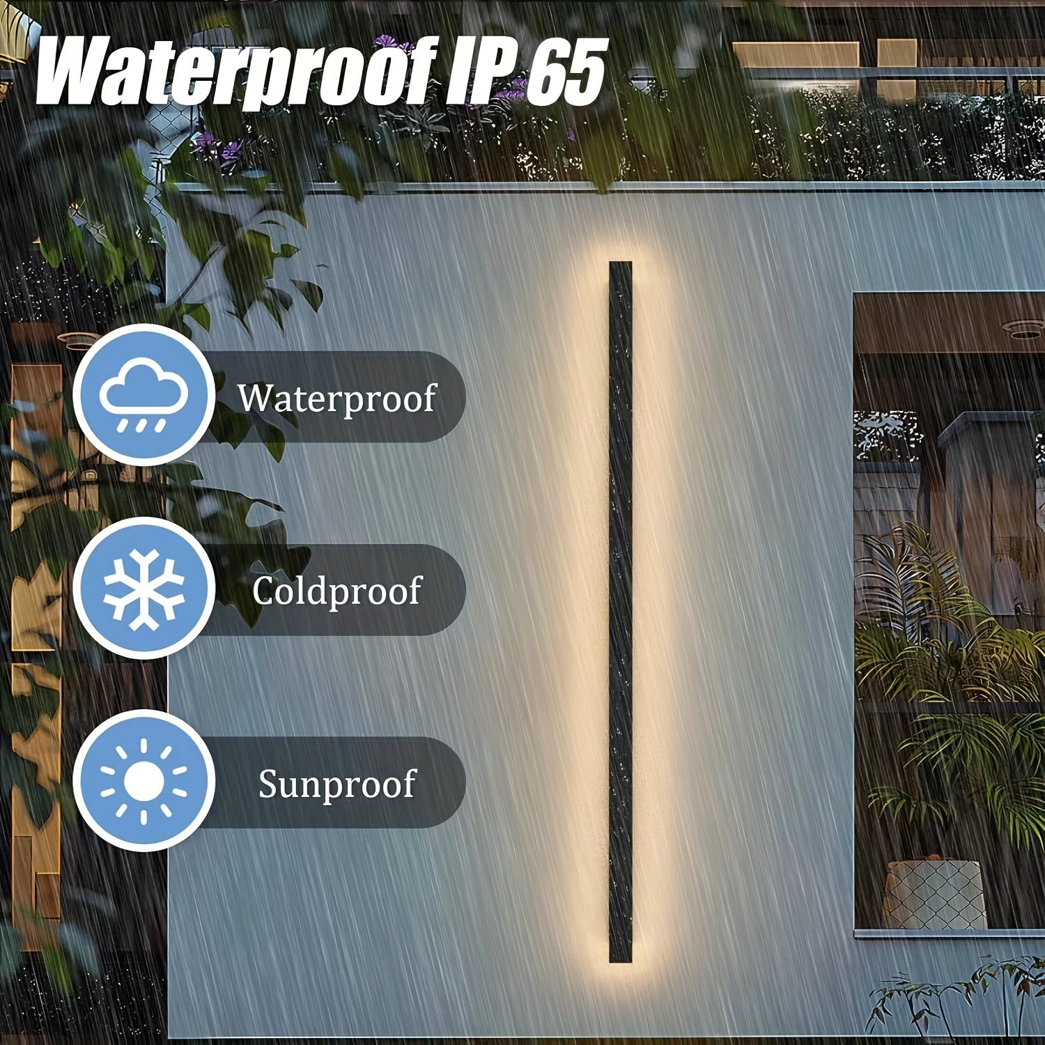 1-Piece 15.75/23.62/39.37 Inch Warm White Outdoor Long Wall Light, Modern Black LED Wall Light, Indoor Bar Wall Light, 8/12/20W Modern Outdoor Wall Light Fixture, Suitable for Living Room, Porch, Garage Door, Courtyard