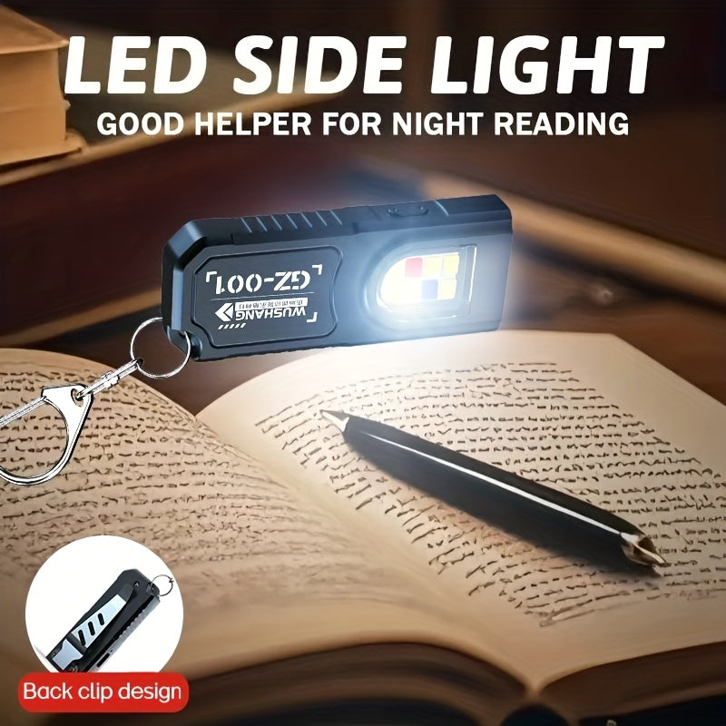 High Lumen Ultra-Thin Flashlight, Keychain Light, Magnetic Base, Rear Clip Buckle with Hook, Dual Light Source, 5 Lighting Modes, Red Blue Strobe Side Light, Multifunctional Portable Camping Light