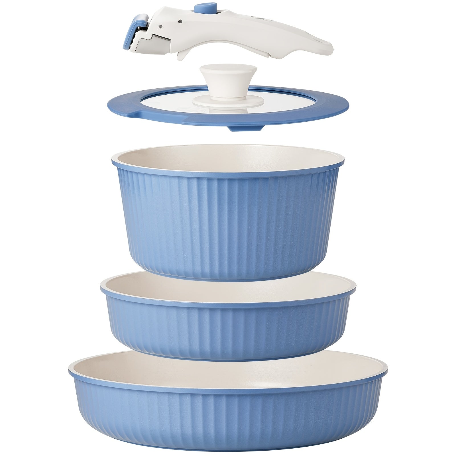 5PCS Non-stick Cookware Set, Detachable Handle Pot and Frying Pan Set, Induction Compatible Oven Safe Kitchen Cookware Set