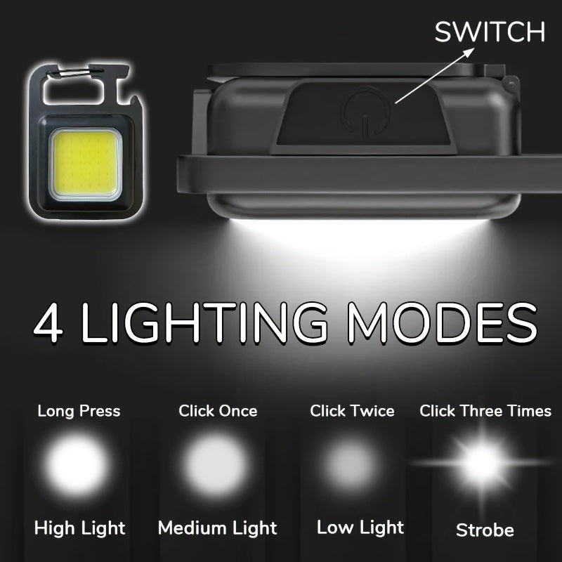 1 Mini COB Hands-Free Flashlight, USB Rechargeable Keychain Light, Portable High-Brightness Mini Floodlight, Repair Light, Multi-Functional Work Light, Adjustable Angle Flashlight, Ideal for Camping, Fishing & Hiking