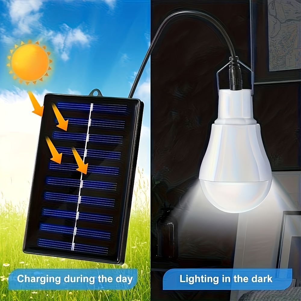 IP44 solar LED bulb, with 3 modes, long-lasting durability, portable emergency flashlight, lantern, fishing light, chicken coop light - wall-mounted / handheld