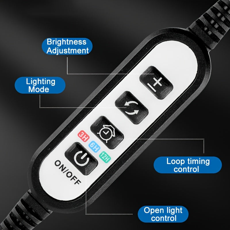 USB Aquarium LED Light, Dimmable Brightness & Timer, 360° Rotatable, Full Spectrum Aquatic Plant Grow Light