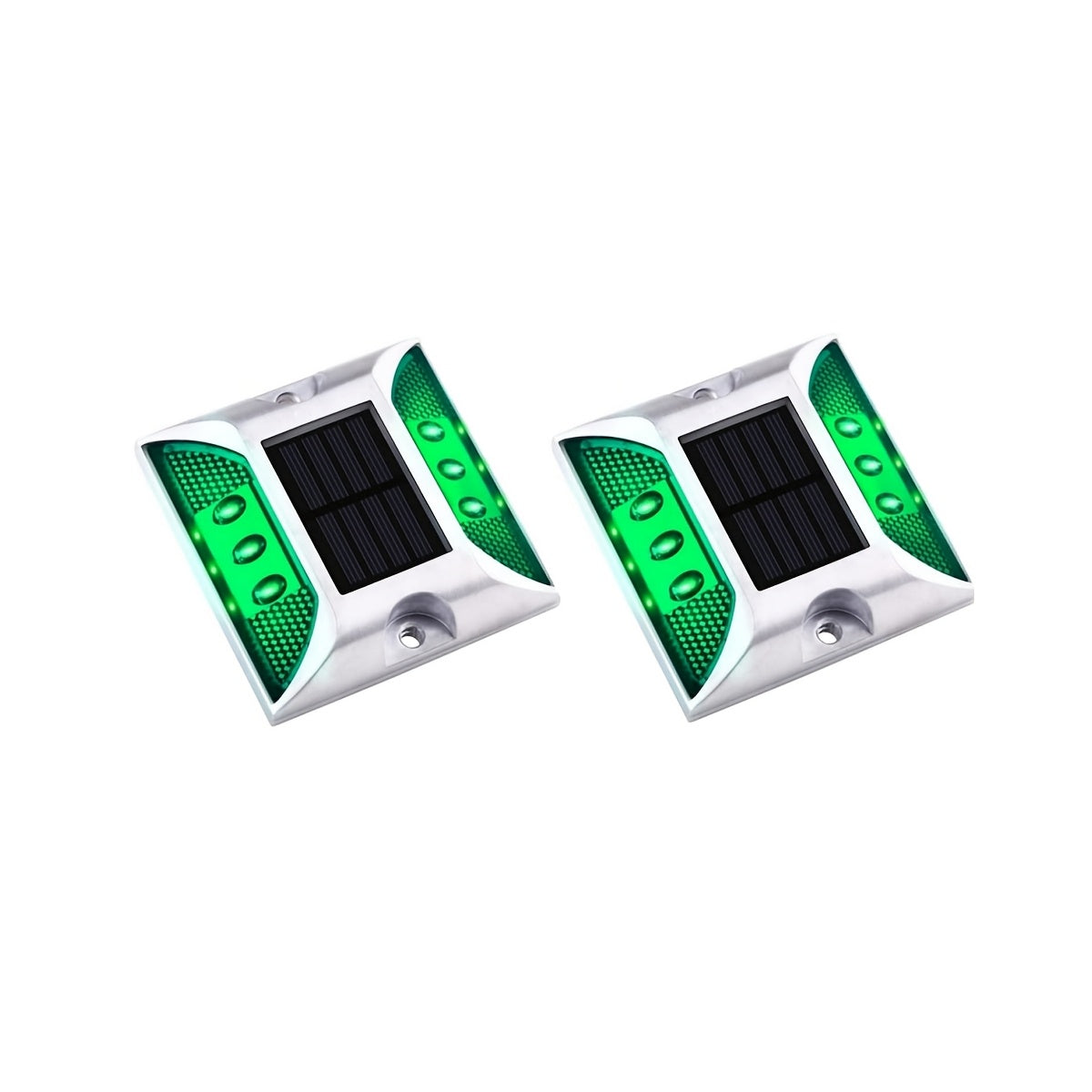2/4 Pcs Solar Driveway Dock Lights, IP67 Solar Deck Lights, Outdoor Warning Step Lights Reflective Road Markers for Sidewalk Stair Garden Path Walkway (Red Green Blue Yellow Daylight White)