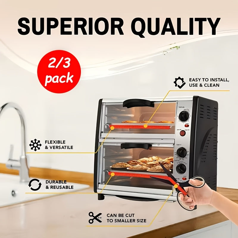 2/3 Pack Silicone Oven Rack Edge Protectors | Heat-Resistant, 14 Inch, Burn Protection, Oven-Safe Kitchen Tool, TIGERPOWER RV Kitchen Stove Enhancement Gear