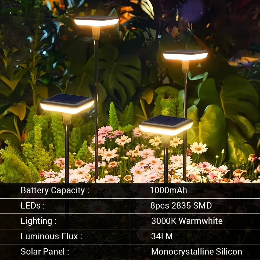 4/8-Piece - LED Solar Light, Outdoor LED Lawn Atmosphere Light, Solar Powered, 1000mAh Battery Capacity, IP65 Outdoor Courtyard Light, Easy Installation, Suitable for Courtyard, Porch, Lawn, Garden Decoration