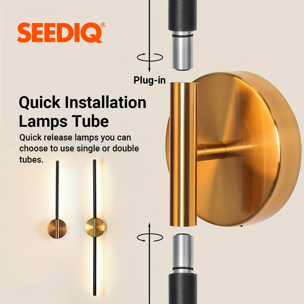 USB Type-C Rechargeable Wall Light, Removable Tube, 4400mAH, Gold, Remote Control Dimmable & Adjustable Color Temperature, Magnetic Installation, Suitable for TV Side, Sofa Background, Living Room, Hallway, Bedroom Bedside