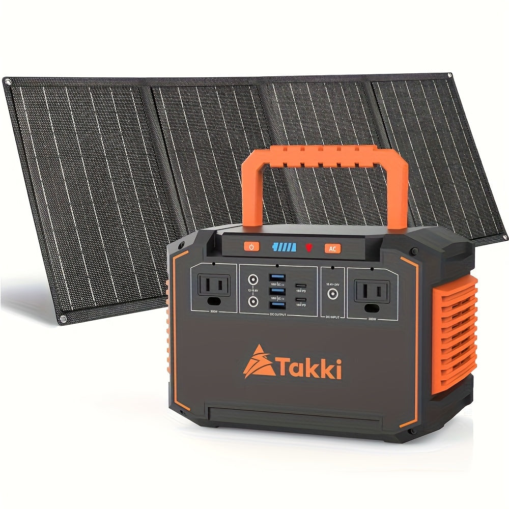 350W/150W峰值行動式太陽能發電機，隨附60W/40W/30W/21W太陽能板，240Wh/111Wh/88.8Wh太陽能充電寶，配備交流/直流/USB介面，適用於露營帳篷、戶外應急、家庭使用、持續氣道正壓通氣機（CPAP）、風扇、膝上型電腦、緊急情況、禮品