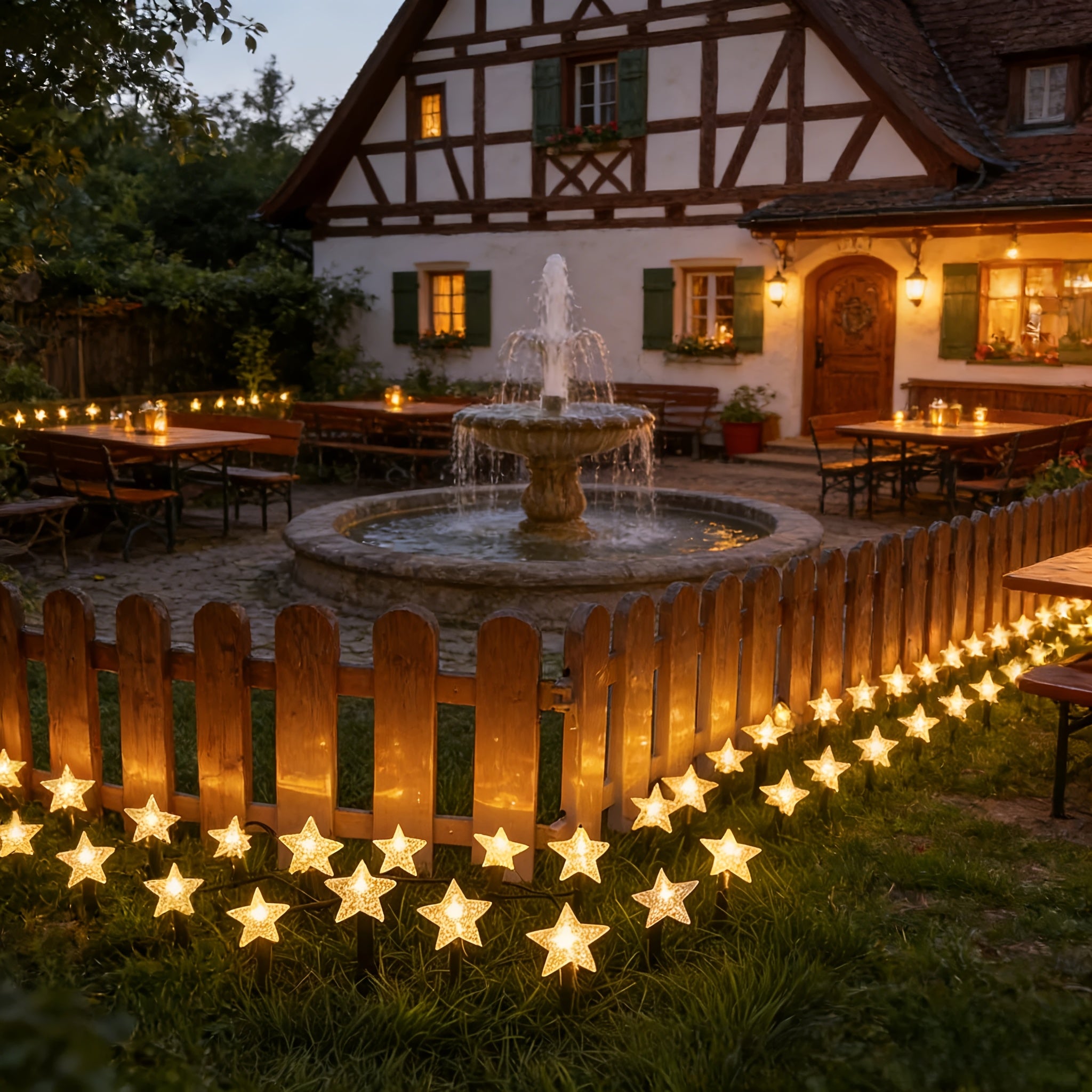 Outdoor Solar Courtyard Light, 10-LED Star Solar Courtyard Light, Outdoor Decorative LED Light, Suitable for Outdoor Garden Path, Lawn Decoration, Perfect for Valentine's Day, Mother's Day, New Year and Ramadan Decoration