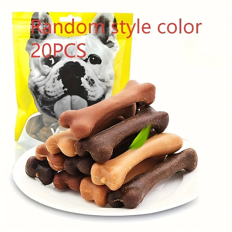 二十支装狗狗磨牙棒宠物玩具 - 全品种和尺寸，洁牙骨，牙齿健康咀嚼玩具 - 图案材质，耐用且安全，适合所有犬种，狗狗磨牙棒