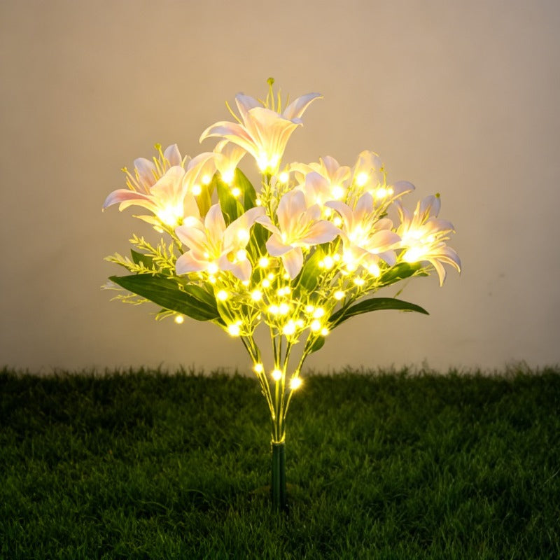 7-Head Solar LED Lily Flower Light, IP65 Outdoor Decoration, Ideal Choice for Valentine‘s Day, Garden, Courtyard, Yard and Romantic Anniversary Lighting