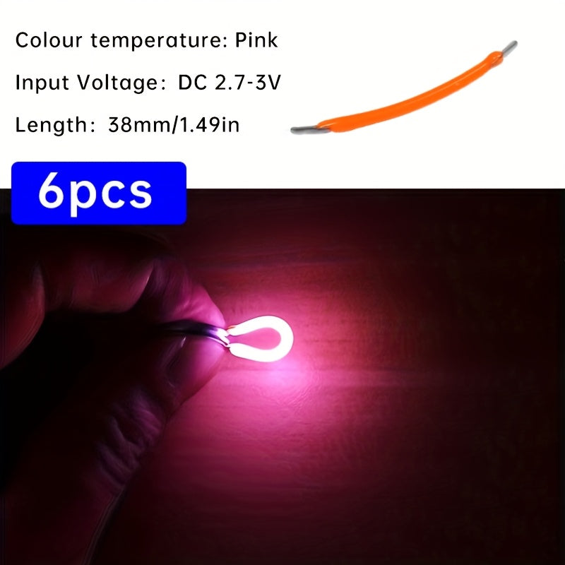 6条柔性LED灯带 - 暖光、红色、绿色、蓝色、粉色 | 38mm/130mm/300mm螺旋灯泡，适用于DIY与装饰 | 电池供电（DC3V） | 强光可弯曲，适合厨房/客厅/书桌