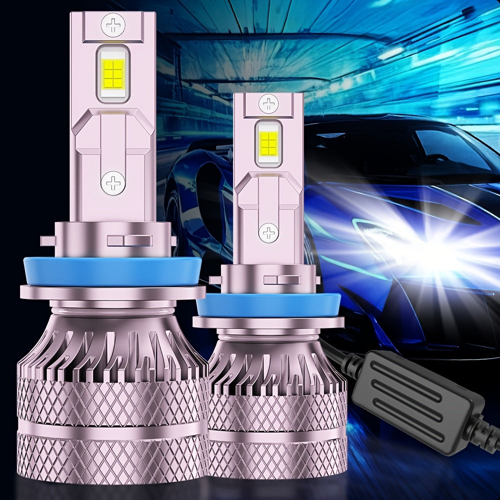 2 LED Headlight Bulbs, 26400LM High Brightness, 6500K Cool White Light, 360° Beam Angle, Plug-and-Play, with External Driver, Compatible with H11/H8/H9, 9005/HB3, 9006/HB4, 9145, Car Lighting Upgrade