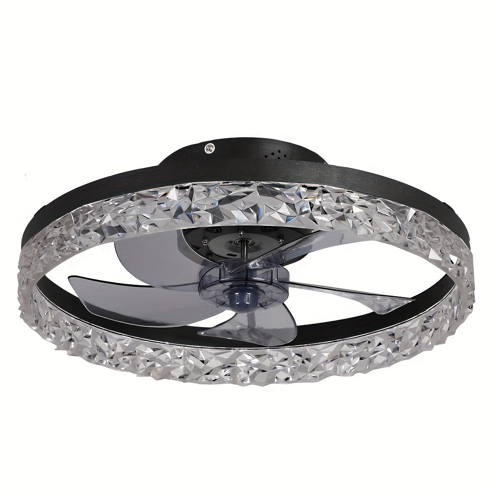 19.7 Inch Low Profile Flush Mount Ceiling Fan with Light, 3 Color Dimmable LED, 6 Speed Timer Remote Control, Reversible Motor Ceiling Lamp for Room & Bedroom Decor