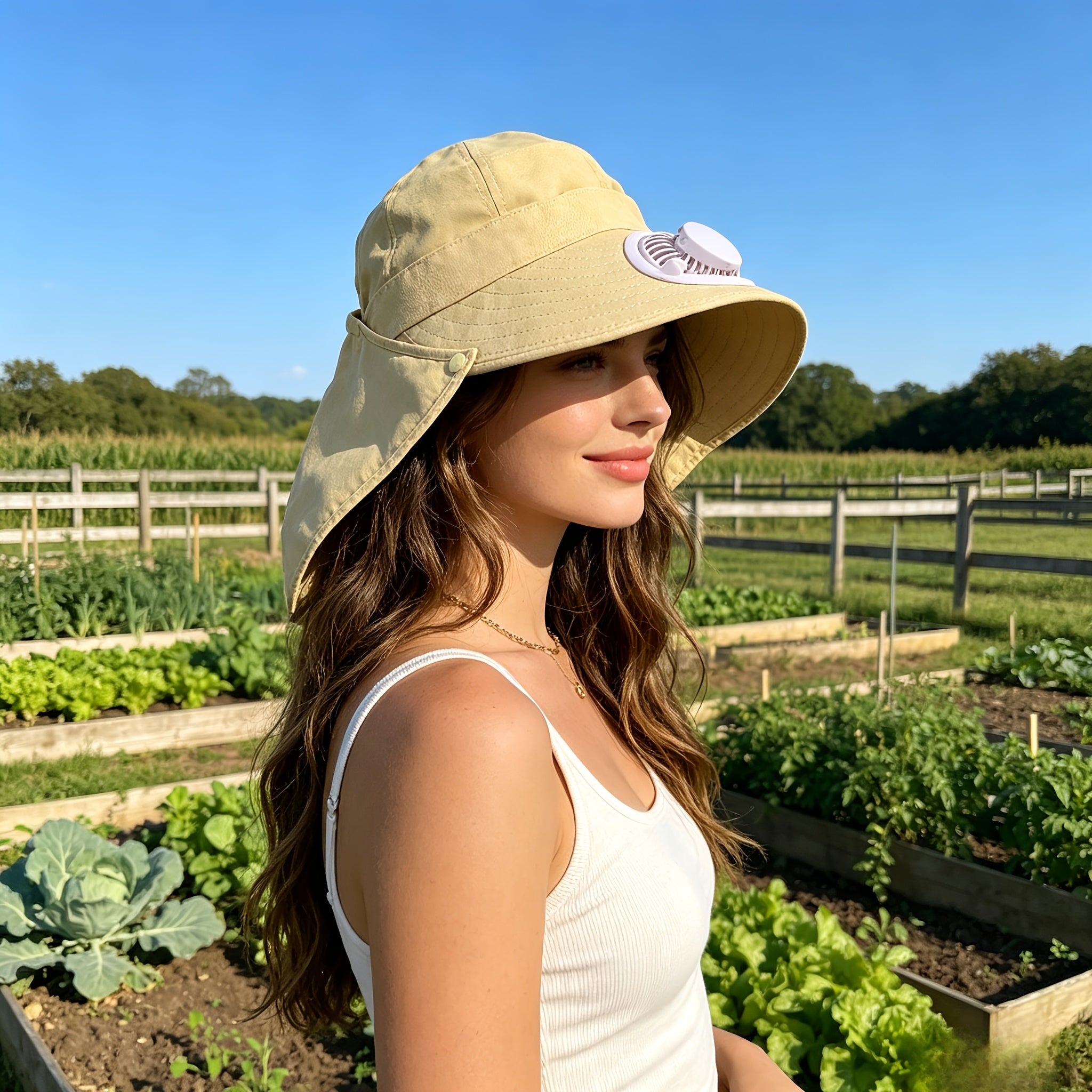 Women's Exclusive Solar + USB Dual Charging Wind Sun Hat | Built-in Battery, Ultra Long Battery Life, Stylish Design, Must-Have for Outdoor Travel, Tennis and Hiking
