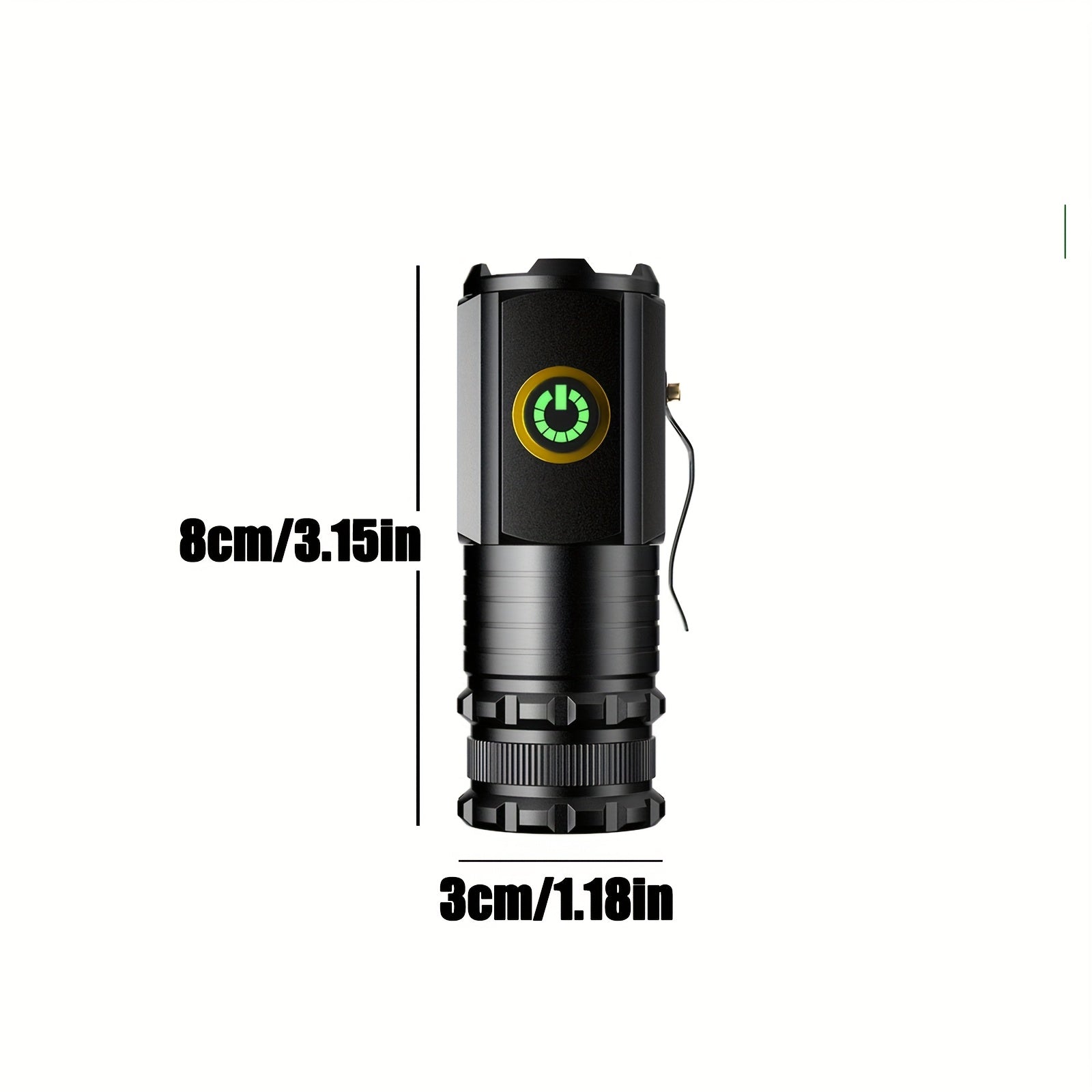 P35 Single High Brightness Flashlight, 18350 Lithium Battery Powered, Strobe Light Mode, Pen Clip Design & Bottom Magnet, Perfect for Home Use Walking Working and Ideal Gift